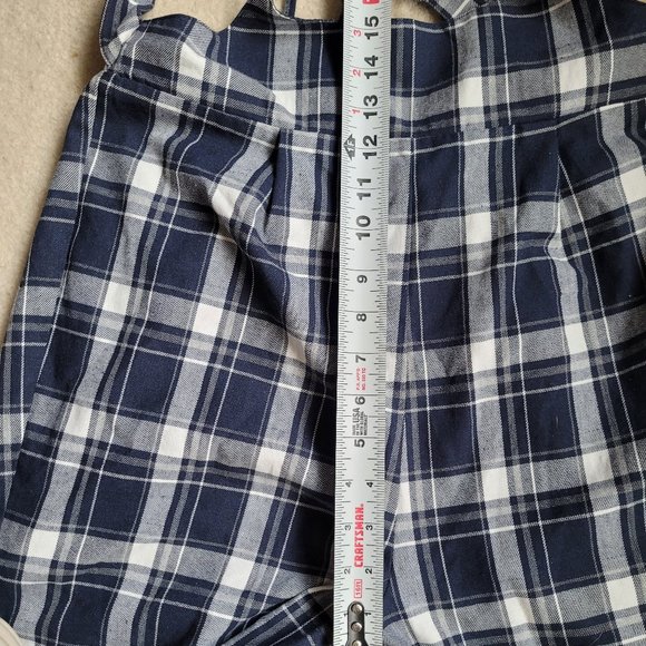 Tapered Spaghetti Strap Flannel Overalls High Rise Suspender Pinafore Pants - Picture 6 of 8